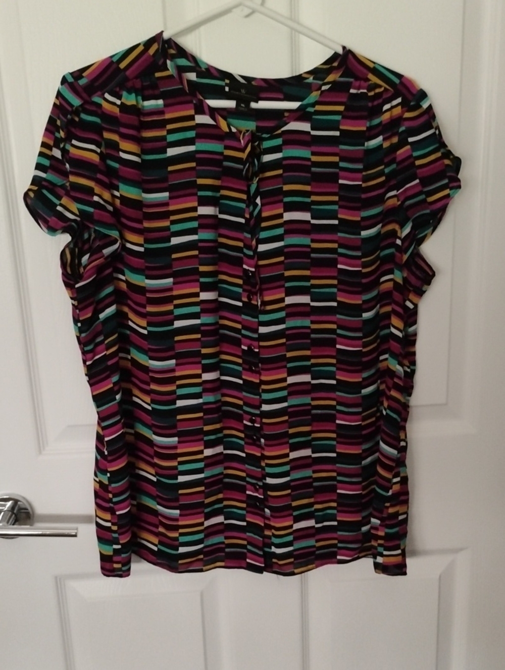 Worthington Multicolor Striped Button-Front Blouse